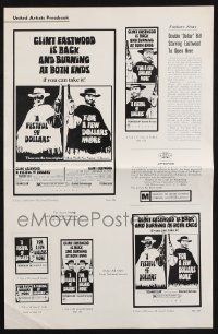 4a620 FISTFUL OF DOLLARS/FOR A FEW DOLLARS MORE pressbook '69 Clint Eastwood is back & burning!