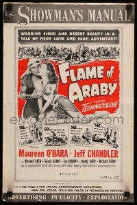 4a624 FLAME OF ARABY pressbook '51 warrior sheirk Jeff Chandler & desert beauty Maureen O'Hara!