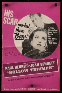 4a676 HOLLOW TRIUMPH pressbook '48 Paul Henreid's scar marked both Joan Bennett & himself!