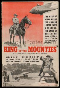 4a703 KING OF THE MOUNTIES pressbook '42 WWII Alan Rocky Lane Royal Canadian Mounted Police serial!