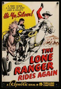 4a730 LONE RANGER RIDES AGAIN re-creation pressbook cover'70s Robert Livingston in serial title role