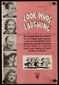 4a734 LOOK WHO'S LAUGHING pressbook '41 Edgar Bergen & Charlie McCarthy, Fibber McGee & Molly!