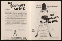4a795 MY BROTHER'S WIFE pressbook '66 Doris Wishman, lust was her destiny, sexy art by Beauregard!