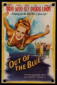 4a822 OUT OF THE BLUE pressbook '47 super sexy full-length Virginia Mayo in swimsuit!