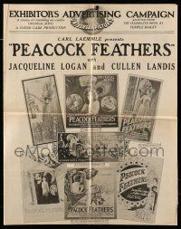 4a828 PEACOCK FEATHERS pressbook '25 sexy Jacqueline Logan, Cullen Landis, great poster images!