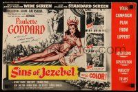 4a896 SINS OF JEZEBEL pressbook '53 sexy Paulette Goddard as most wicked Biblical woman!