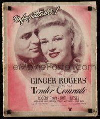4a934 TENDER COMRADE pressbook '44 romantic images of pretty Ginger Rogers & Robert Ryan!