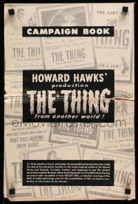 4a938 THING pressbook '51 James Arness, Kenneth Tobey, Howard Hawks classic horror!