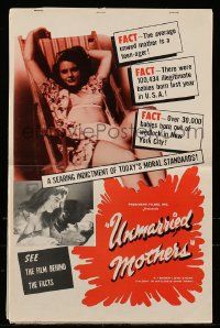 4a961 UNMARRIED MOTHERS pressbook '56 the average unwed mother is a teenager, 30,000 NY babies!