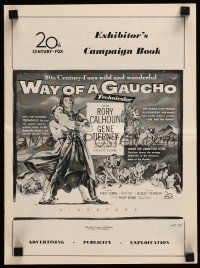 4a980 WAY OF A GAUCHO pressbook '52 great art of Gene Tierney & Rory Calhoun, Jacques Tourneur!