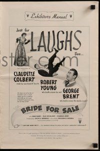 4a531 BRIDE FOR SALE pressbook '49 Claudette Colbert caught between Robert Young & George Brent!