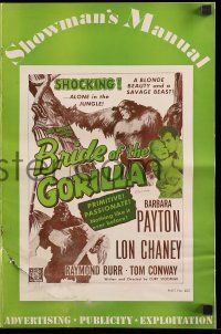 4a532 BRIDE OF THE GORILLA pressbook '51 sexy Barbara Payton & huge ape, primitive passions!