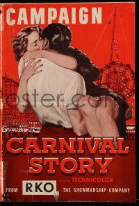 4a538 CARNIVAL STORY pressbook '54 sexy Anne Baxter held by Steve Cochran who she loves real bad!