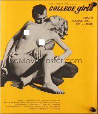4a557 COLLEGE GIRLS pressbook '70 sexiest girl with cap, but no gown + lots of nude images!