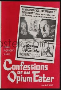 4a558 CONFESSIONS OF AN OPIUM EATER pressbook '62 Vincent Price, cool artwork of drugs & caged girls