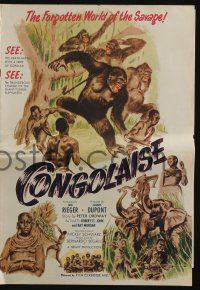 4a560 CONGOLAISE pressbook '50 African jungle animal images, gorillas, lions, elephants, rhinos!