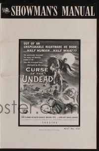 4a569 CURSE OF THE UNDEAD pressbook '59 art of fiend on horseback in graveyard by Reynold Brown!
