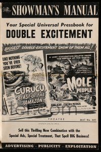 4a570 CURUCU BEAST OF THE AMAZON/MOLE PEOPLE pressbook '56 Universal horror/sci-fi double-bill!