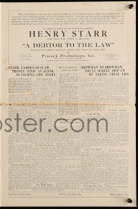 4a577 DEBTOR TO THE LAW pressbook '19 real life outlaw Henry Starr, The Man Who Stole a Million!