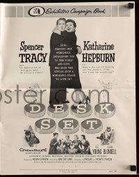 4a580 DESK SET pressbook '57 Spencer Tracy & Katharine Hepburn make the office a wonderful place!