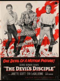 4a584 DEVIL'S DISCIPLE pressbook '59 Burt Lancaster, Kirk Douglas & Laurence Olivier all with guns!