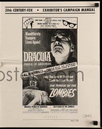4a593 DRACULA PRINCE OF DARKNESS/PLAGUE OF THE ZOMBIES pressbook '66 bloodsuckers & undead!