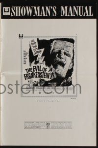 4a608 EVIL OF FRANKENSTEIN pressbook '64 Peter Cushing, Hammer, he's back and no one can stop him!