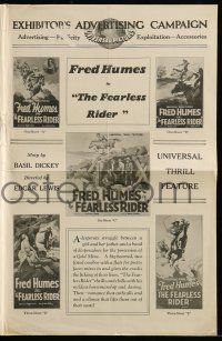 4a614 FEARLESS RIDER pressbook '28 cowboy Fred Humes in a Universal Thrill Feature!