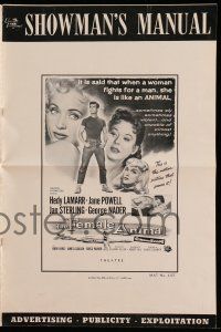 4a615 FEMALE ANIMAL pressbook '58 artwork of sexy Hedy Lamarr & Jane Powell, George Nader!