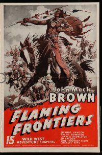 4a625 FLAMING FRONTIERS pressbook '38 Johnny Mack Brown, art of cowboys & Native Americans, serial!