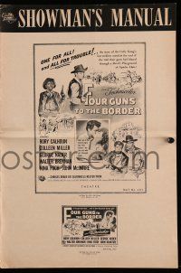 4a633 FOUR GUNS TO THE BORDER pressbook '54 Rory Calhoun, Colleen Miller, one for all & for trouble!