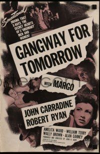 4a643 GANGWAY FOR TOMORROW pressbook '43 Margo, John Carradine & Robert Ryan have lives X-rayed!