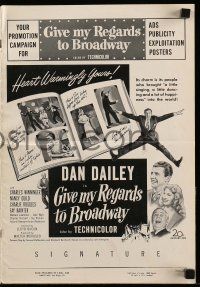 4a652 GIVE MY REGARDS TO BROADWAY pressbook '48 Dan Dailey singing & dancing in New York!