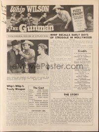 4a662 GUNMAN pressbook '52 cowboy Whip Wilson, Phyllis Coates, Fuzzy Knight