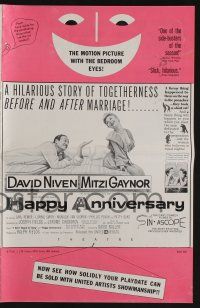 4a666 HAPPY ANNIVERSARY pressbook '59 great romantic art of David Niven & Mitzi Gaynor in bed!