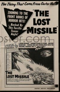 4a736 LOST MISSILE pressbook '58 horror of horrors from outer Hell comes to burn the world alive!