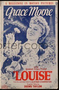 4a740 LOUISE pressbook '40 Abel Gance directed, art of pretty opera singer Grace Moore!