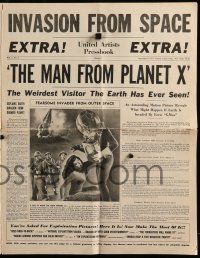 4a754 MAN FROM PLANET X pressbook '51 Edgar Ulmer sci-fi, Robert Clarke, cool newspaper layout!