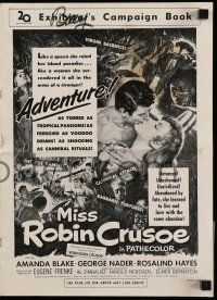 4a783 MISS ROBIN CRUSOE pressbook '53 savage excitement, includes full-color comic strip herald!