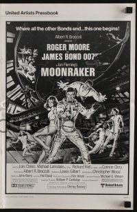 4a791 MOONRAKER pressbook '79 art of Roger Moore as James Bond & sexy space babes by Goozee!