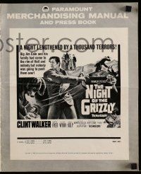 4a804 NIGHT OF THE GRIZZLY pressbook '66 big Clint Walker had come to the rim of Hell & held on!