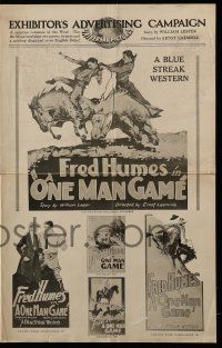 4a817 ONE MAN GAME pressbook '27 Blue Streak Western directed by Ernst Laemmle, Carl's nephew!