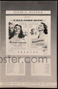 4a837 PORTRAIT OF JENNIE/INTERMEZZO pressbook '56 Jennifer Jones & Ingrid Bergman!