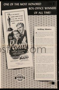 4a854 REBECCA pressbook R48 Alfred Hitchcock classic starring Laurence Olivier & Joan Fontaine!