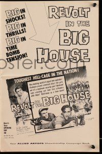 4a856 REVOLT IN THE BIG HOUSE pressbook '58 the raging violence of two thousand caged men!