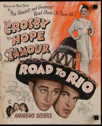 4a859 ROAD TO RIO pressbook '48 great art of Bing Crosby, Bob Hope, & Dorothy Lamour in Brazil!