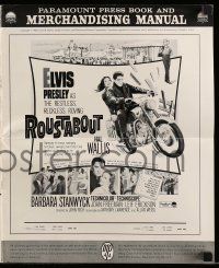 4a868 ROUSTABOUT pressbook '64 roving, restless, reckless Elvis Presley on motorcycle!