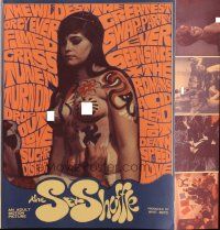 4a885 SEX SHUFFLE pressbook '68 the wildest orgy ever filmed, sexy naked painted hippie girls!