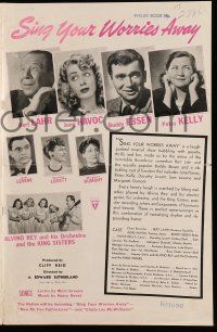 4a895 SING YOUR WORRIES AWAY pressbook '42 great art of Bert Lahr, June Havoc & Buddy Ebsen!