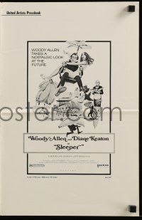 4a900 SLEEPER pressbook '74 Woody Allen, Diane Keaton, wacky sci-fi comedy art by McGinnis!